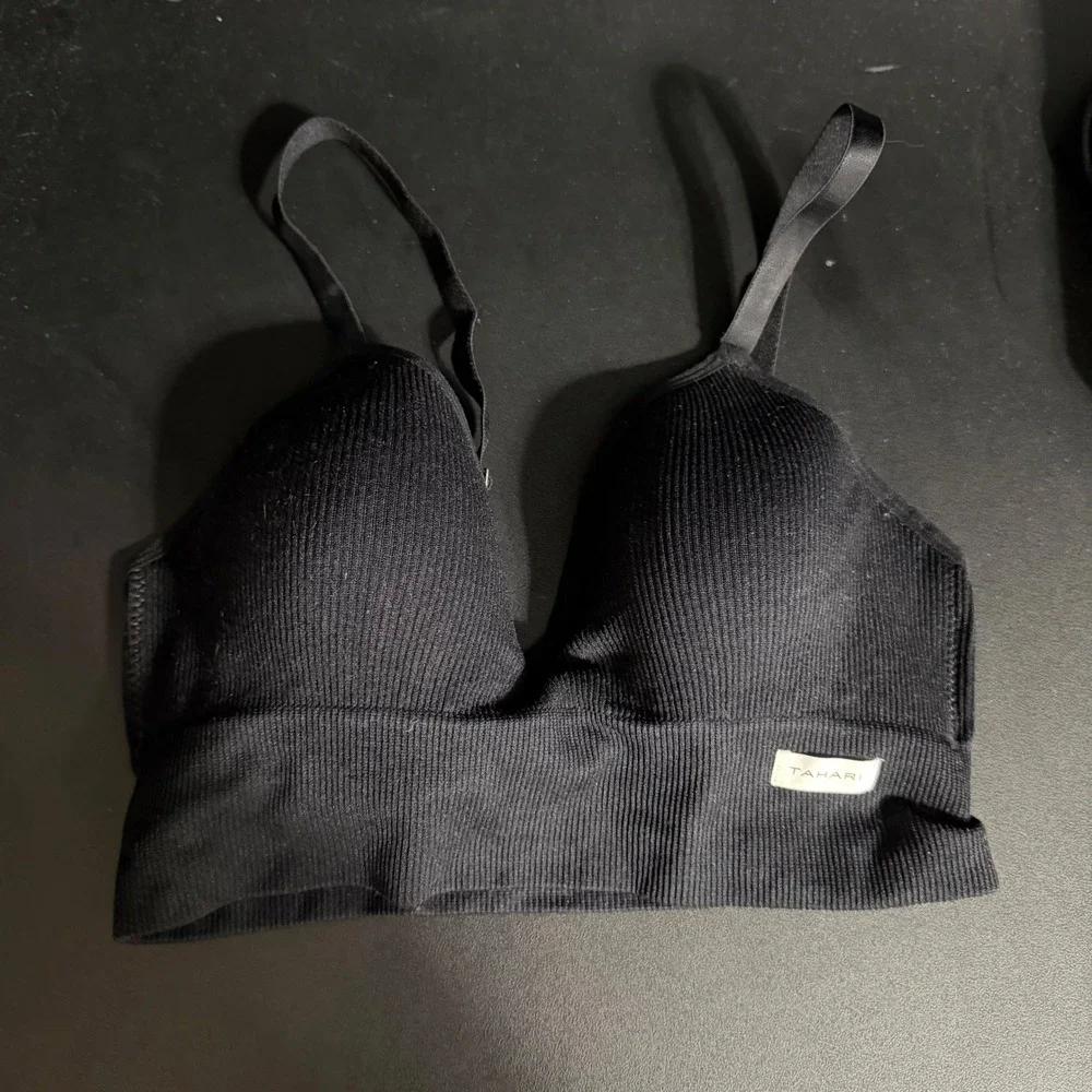 Tahari‎ Bralette Womens Small Black Ribbed Seamless Adjustable Straps WR50023